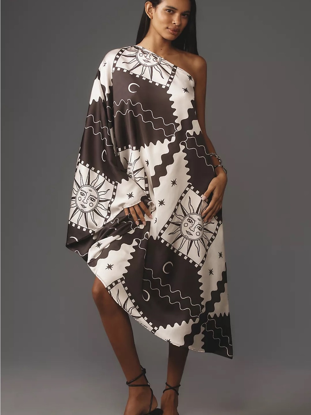 Tigre Indigo x Anthropologie Silky one shoulder Kaftan - One size